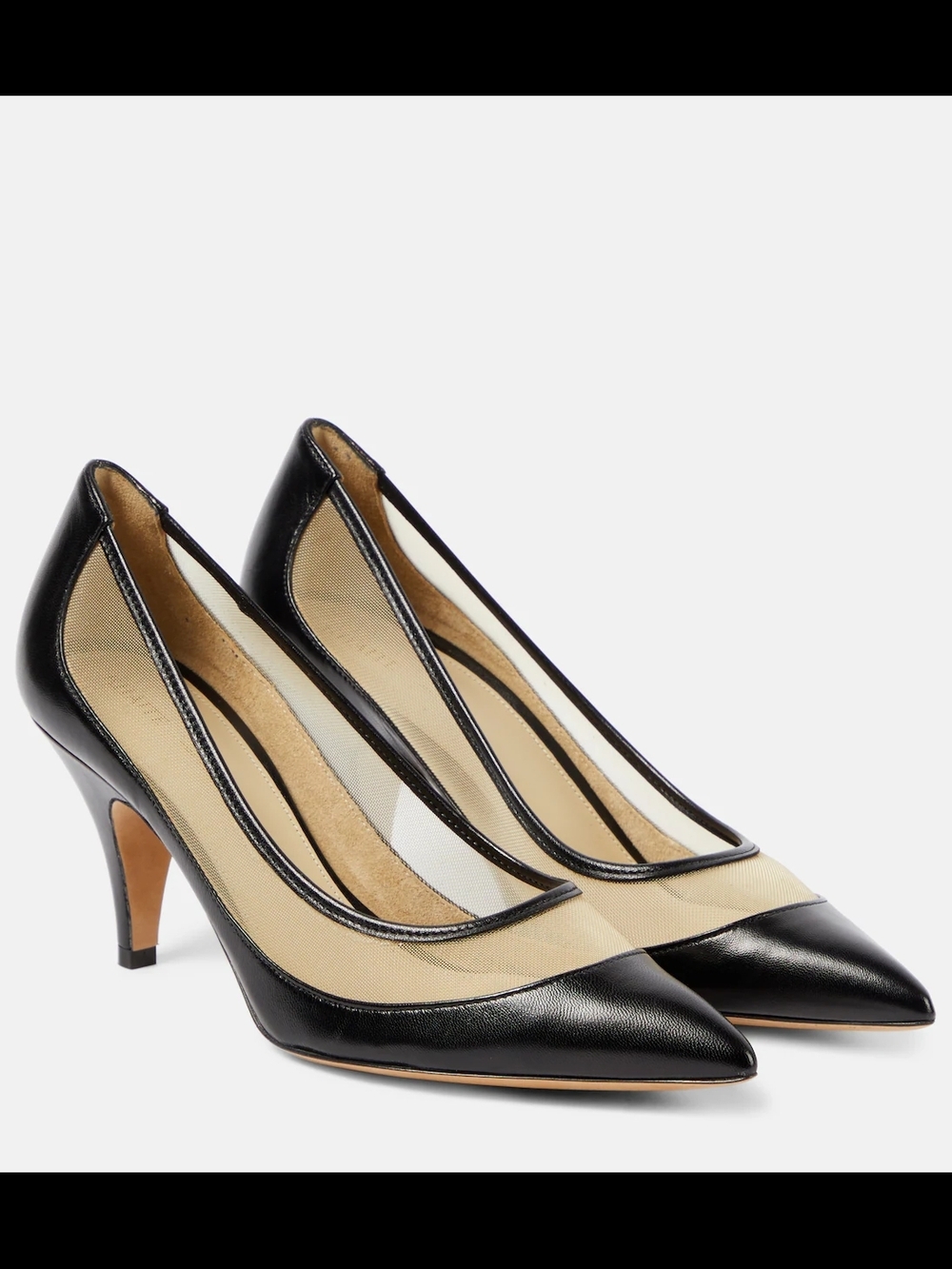 KHAITE River Two-Tone Pointed-Toe Pumps in Black Mesh Sz 37.5 New
